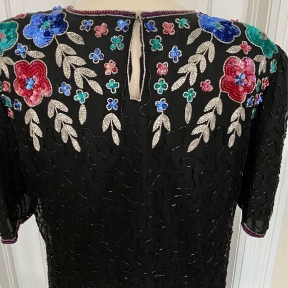 Vintage 100% SILK Scala 1980s Beaded 2pc Skirt Set - Picture 5 of 9